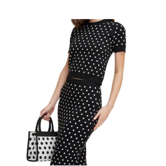 Kate Spade New York x Target Black White Polka Dot Knit Crossbody Handbag Purse - Picture 4 of 6